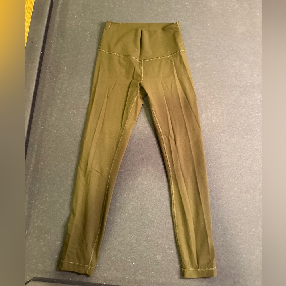 Olive Green Lululemon wonder under High-Waisted Leggings